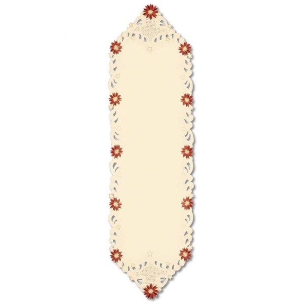 Heritage Lace 15 x 52 in. Noel Glow Decorative Embroidered Floral Christmas Table Runner - 31420695
