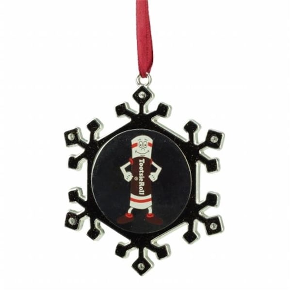 Northlight Seasonal Northlight Seasonal 31740006 Silver Plated SnowflakeToostie Roll Man Candy Logo Christmas Ornament with European Crystals - 31740006