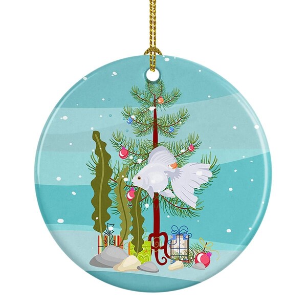 Carolines Treasures 2.8 x 2.8 in. Unisex Ryukin Goldfish Merry Christmas Ceramic Ornament - CK4516CO1