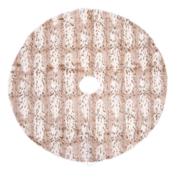 Vickerman 60 in. Iberian Faux Fur Tree Skirt, White - QTX21750