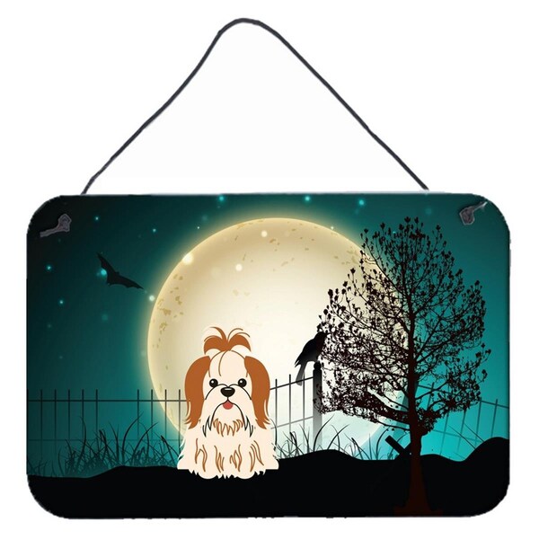 Carolines Treasures Halloween Scary Shih Tzu Red and White Wall or Door Hanging Prints - BB2277DS812