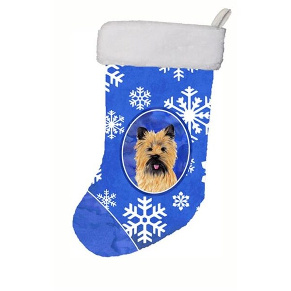 Carolines Treasures Carolines Treasures SC9375-CS 11 x 18 in. Cairn Terrier Winter Snowflakes Christmas Stocking - SC9375-CS
