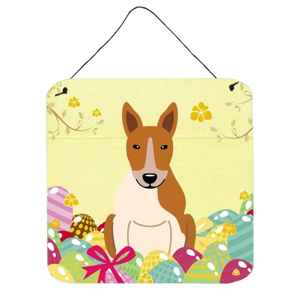 Carolines Treasures Easter Eggs Bull Terrier Red White Wall or Door Hanging Prints - BB6135DS66
