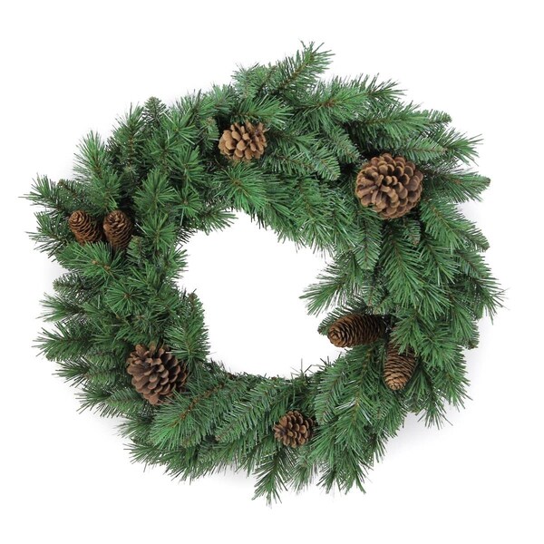 Adlmired By Nature 24 in. Christmas Pine Wreath with Natural Pine Cone 140 Tips - GXW4926-NATURAL
