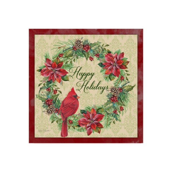 Trademark Fine Art Jean Plout 'Happy Holidays Wreath' Canvas Art, 14x14 - ALI30042-C1414GG
