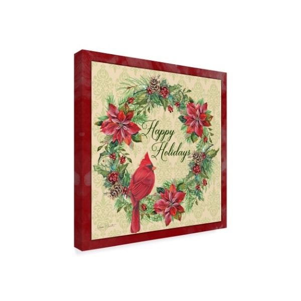 Trademark Fine Art Jean Plout 'Happy Holidays Wreath' Canvas Art, 14x14 - ALI30042-C1414GG