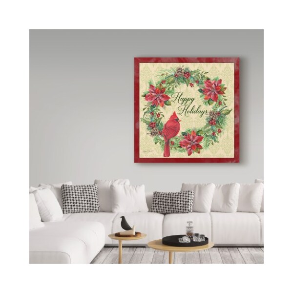 Trademark Fine Art Jean Plout 'Happy Holidays Wreath' Canvas Art, 14x14 - ALI30042-C1414GG