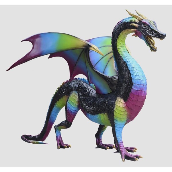 Queens Of Christmas 6 ft. Rainbow Standing Dragon Figurine - DRGN-RNBW-06