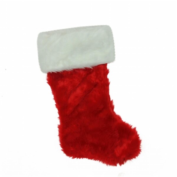 Northlight Seasonal Traditional Red with White Cuff Decorative Plush Christmas Stocking - 31755189