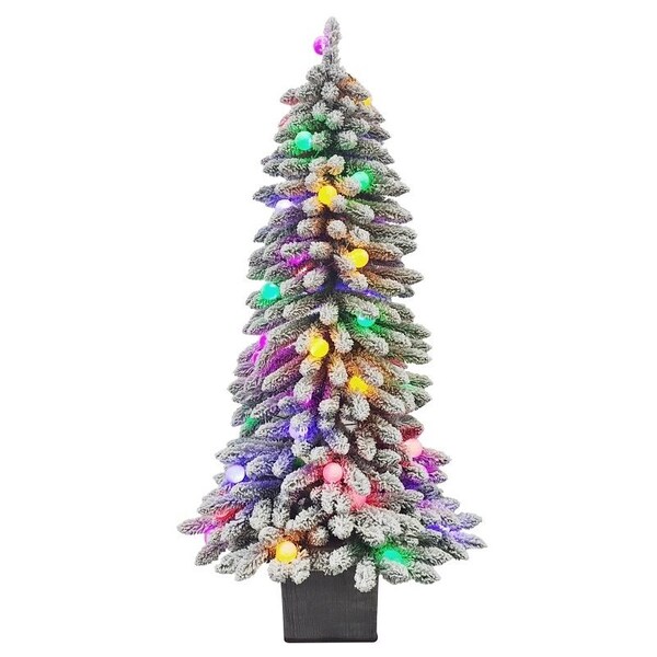 Puleo Asia Ltd Potted Alpine Tree, Flocked, 5 ft - 357-3517-ST60G40L