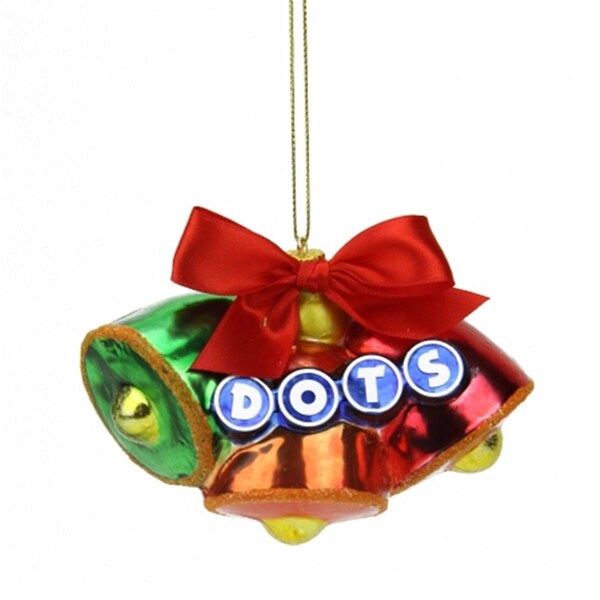 Northlight Seasonal Candy Lane Tootsie Roll DOTS Orignal Gumdrop Candies Triple Bell Glass Christmas Ornament - 31748457