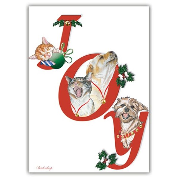 Pipsqueak Productions Joy Mix Dog with Cat Christmas Boxed Cards -10PK - PI392970