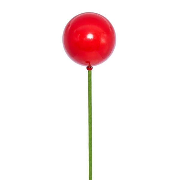 Vickerman 3 x 18 in. Pearl Ball Stick Ornament, Red - 12 per Bag - N222903PV