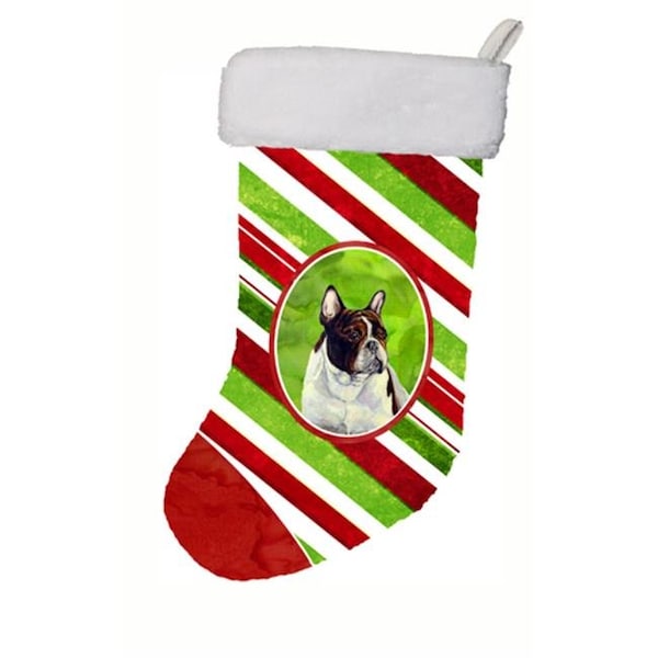 Carolines Treasures Carolines Treasures LH9247-CS 11 x 18 in. French Bulldog Candy Cane Holiday Christmas Christmas Stocking - LH9247-CS