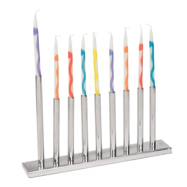 Ss Collectibles Stainless Steel Menorah with Modern Tube Candles Holders - SS3506038