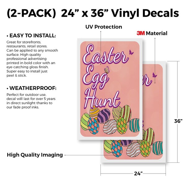 Signmission Easter Egg Hunt, Vinyl Decals Only 24 Inch x 36 Inch, Vinyl Decal, 2PK - DSB-2436-2PACK-30370