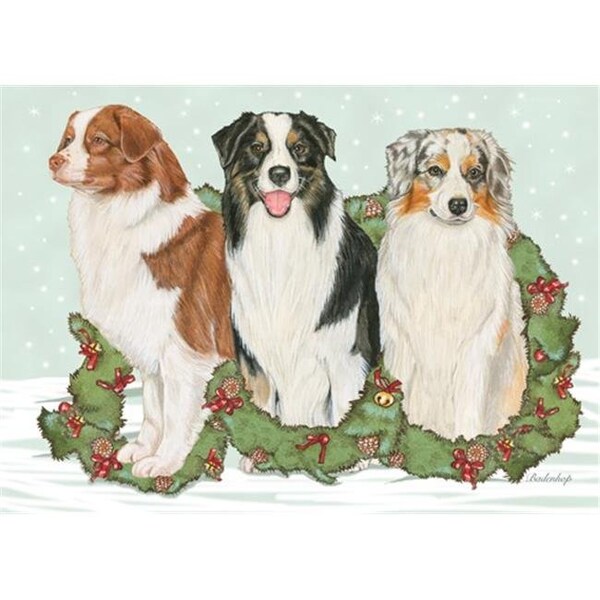 Pipsqueak Productions Pipsqueak Productions C586 Australian Shepherd Christmas Boxed Cards - Pack of 10 - C586