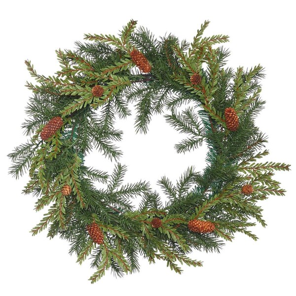 Vickerman 20 in. Hemlock-Angel Pine Artificial Christmas Wreath Unlit with 65 Tip Count Cones, 24PK - E151624