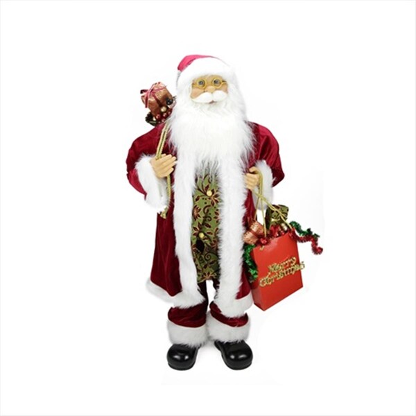 Go-Go 36 in. Standing Santa In Red And White Holding A Shopping Bag And Gift Bag - GO72865