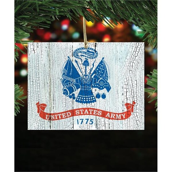 Designocracy Designocracy 99998AM-O USA Army Wooden Ornament Set of 2 - 99998AM-O-S2