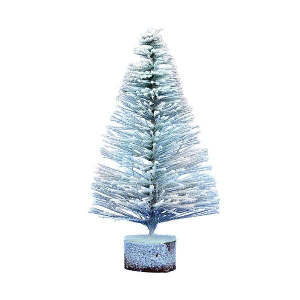 Vickerman 10 in. Flocked White on Green Village Tree Wood Stand, 72PK - A804110-4