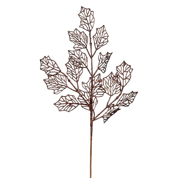 Vickerman 21 in. Chocolate Glitter Holly Spray, 12PK - L192515