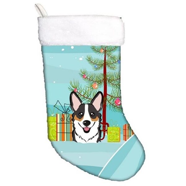 Carolines Treasures Carolines Treasures BB1627CS Christmas Tree & Tricolor Corgi Christmas Stocking - BB1627CS