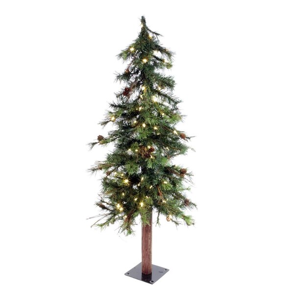 Vickerman 5 ft. x 30 in. Mixed Country Alpine Artificial Green Christmas Tree with 150 Warm White LED Light - A801951LED