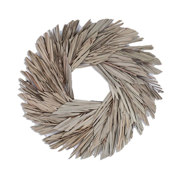 Vickerman 17 in. Canna Leaf Wreath, Natural - H8CLW000