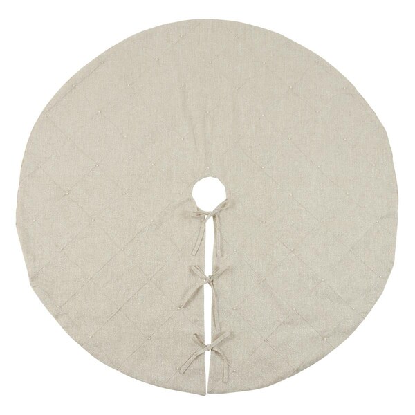 Tistheseason 54 in. Diamond Stitched Round Tree Skirt, Natural - TI3211177