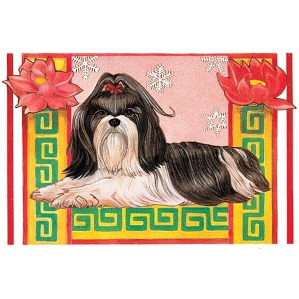 Pipsqueak Productions Pipsqueak Productions C920 Holiday Boxed Cards- Shih Tzu - Black and White - C920