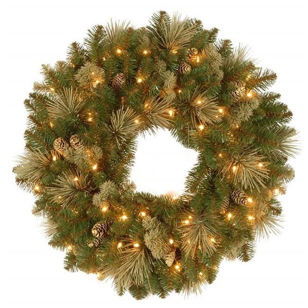 National Target Company National Tree 251261 24 in. Holiday Wonderland Golden Bristle Artificial Wreath - 251261