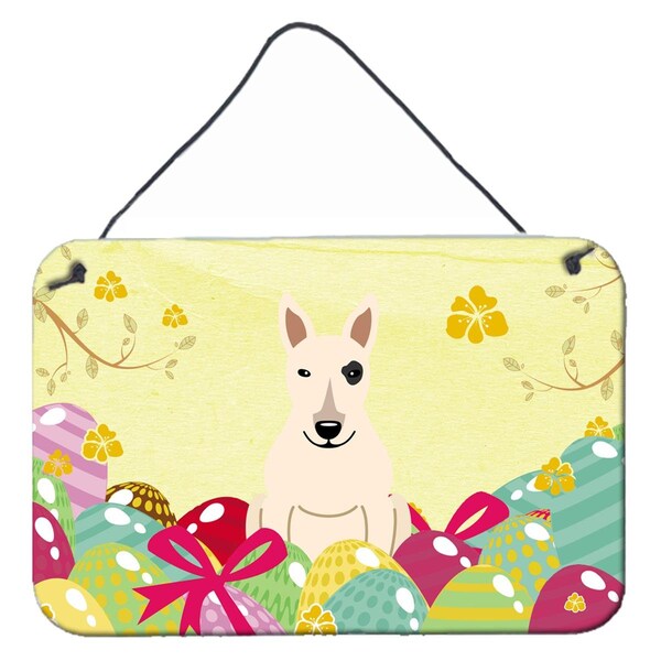 Carolines Treasures Easter Eggs Bull Terrier White Wall or Door Hanging Prints - BB6138DS812