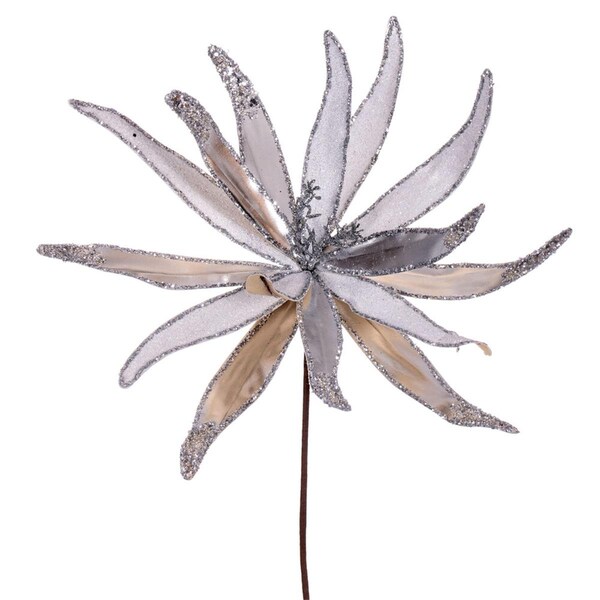 Vickerman 24 in. Metallic Frosted Glitter Papyrus Spray, Silver, 2PK - RG221707