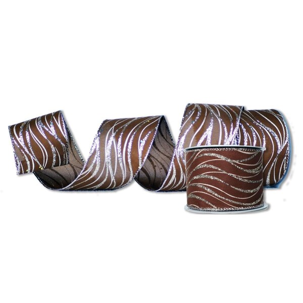 Queens Of Christmas 2.5 in. Wide 10 yards Ribbons, Brown, 2PK - RBN-19435-BR-2PK