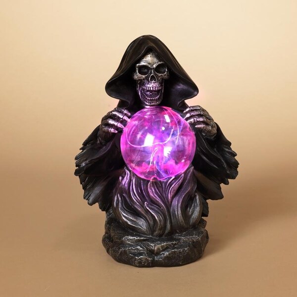 L & L Gerson 10.75 in. Grim Reaper With Magic Ball Halloween Decor - 2598570
