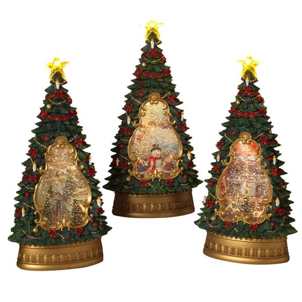 Gerson Gerson Assorted Christmas Water Globe Tree 13.5 in. - 2659930