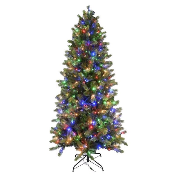 Celebrations Holiday Bright Lights 1-2 Tree 7 ft. Full LED 450 ct Cayce Pine Color Changing Christmas Tree - TFCP7CCA
