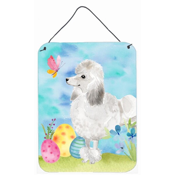 Carolines Treasures White Standard Poodle Easter Wall or Door Hanging Print - BB9630DS1216