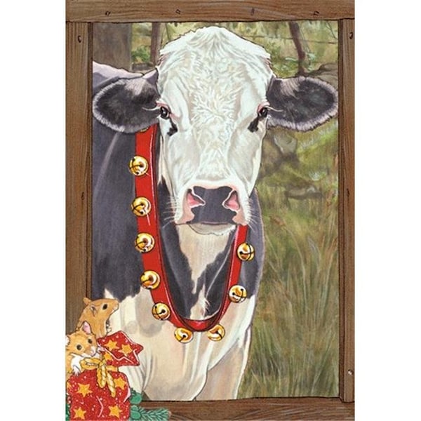 Pipsqueak Productions Pipsqueak Productions C606 Cow Black White Farm Christmas Boxed Cards - Pack of 10 - C606