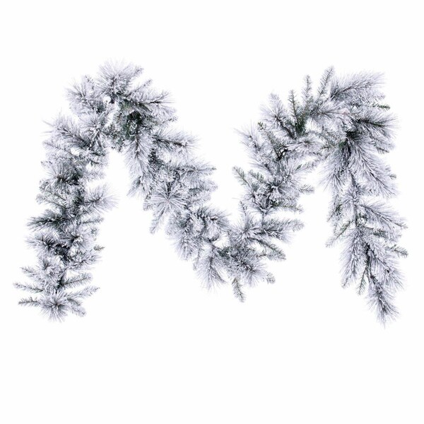 Vickerman 9 ft. x 14 in. Flocked Jackson Pine 160 Tips Garland, Green & White - G225714