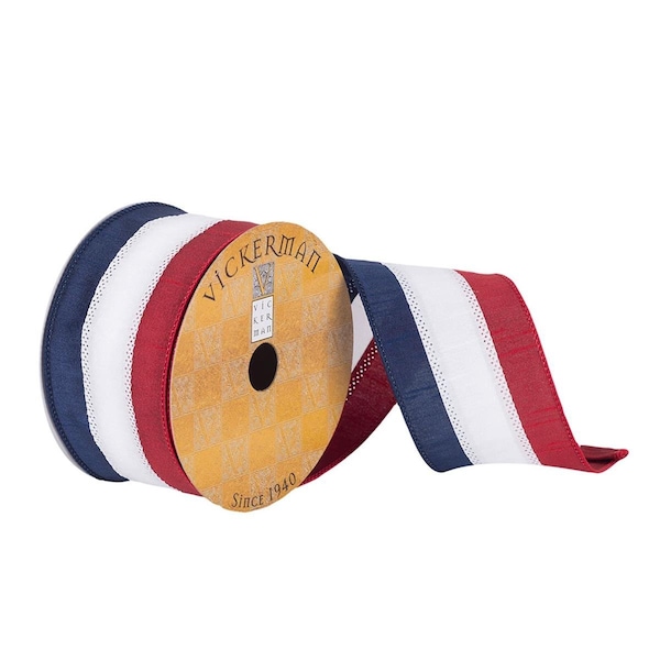 Vickerman 2.5 in. x 10 Yards Red White Blue Ribbon, 72PK - Q180368