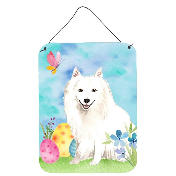 Carolines Treasures Easter Eggs Japanese Spitz Wall or Door Hanging Prints - CK1912DS1216