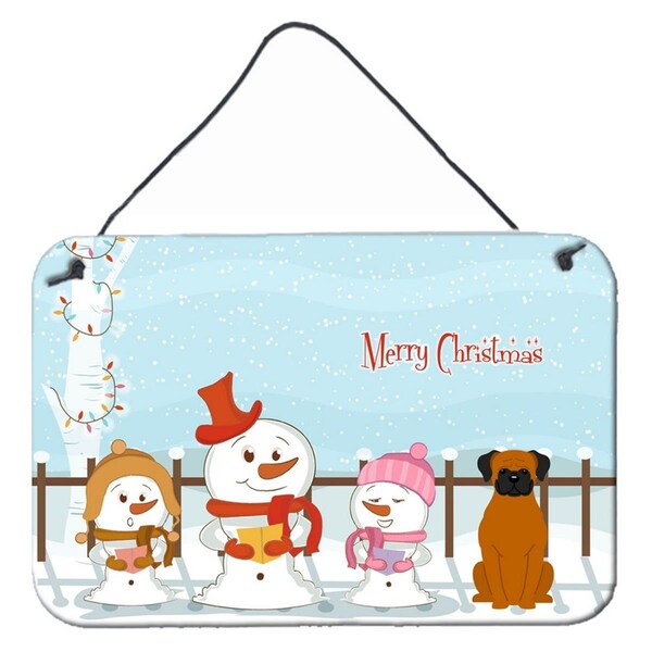 Carolines Treasures Merry Christmas Carolers Fawn Boxer Wall or Door Hanging Prints - BB2446DS812