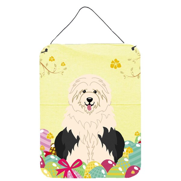 Carolines Treasures Easter Eggs Old English Sheepdog Wall or Door Hanging Prints - BB6096DS1216
