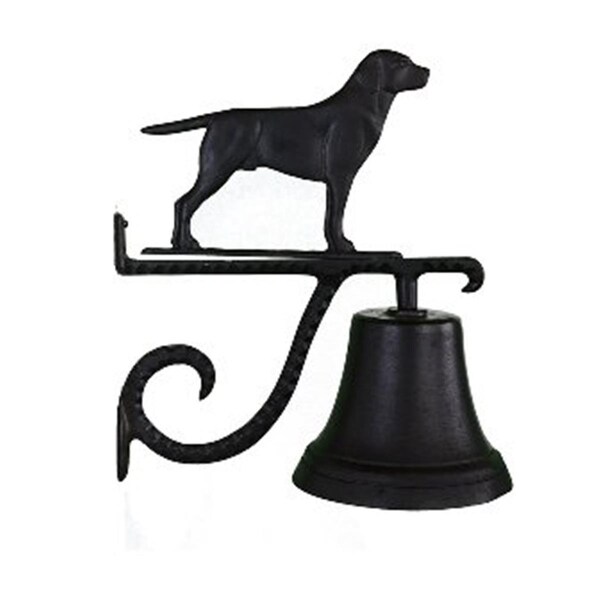Swivel Cast Bell With Satin Black Lab Ornament - SW381525