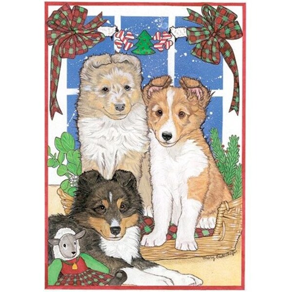 Pipsqueak Productions Pipsqueak Productions C930 Sheltie Pups Christmas Boxed Cards - Pack of 10 - C930
