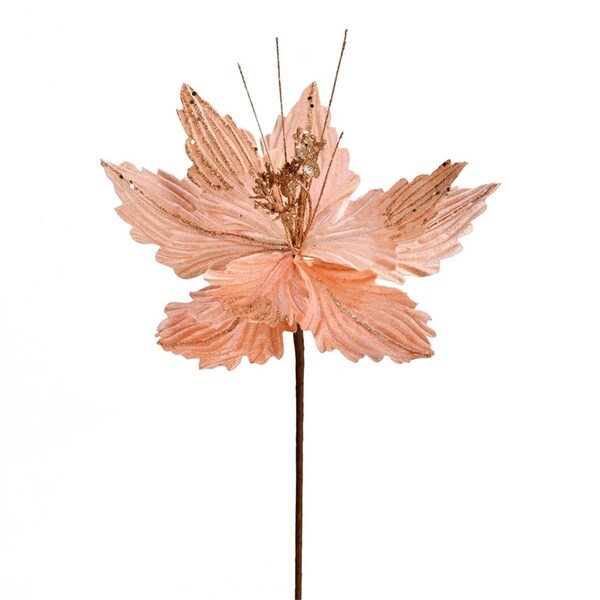 Vickerman 12 in. Rose Gold Poinsettia Spray, 6PK - QG191058