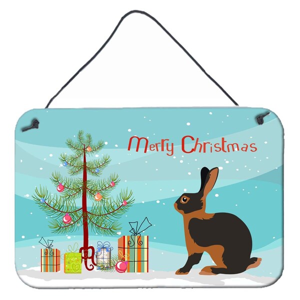 Carolines Treasures Tan Rabbit Christmas Wall or Door Hanging Prints - BB9330DS812