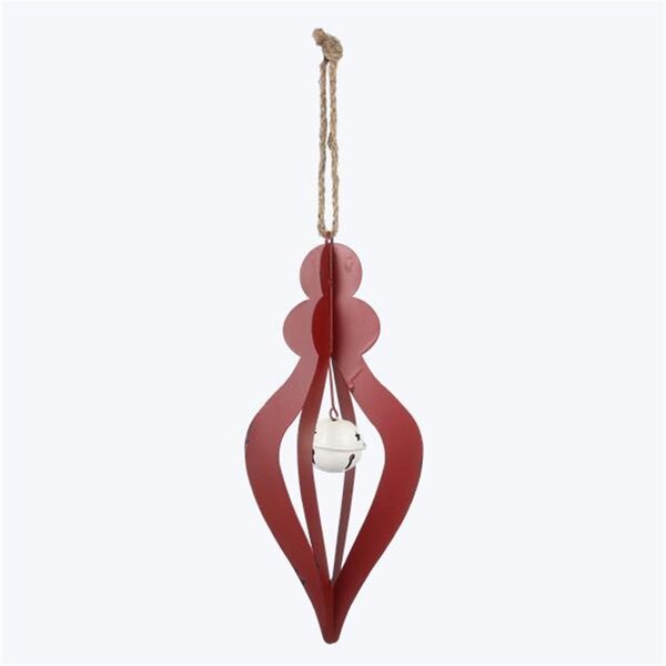 Youngs Metal Red Hanging Ornament with White Bell - 91704
